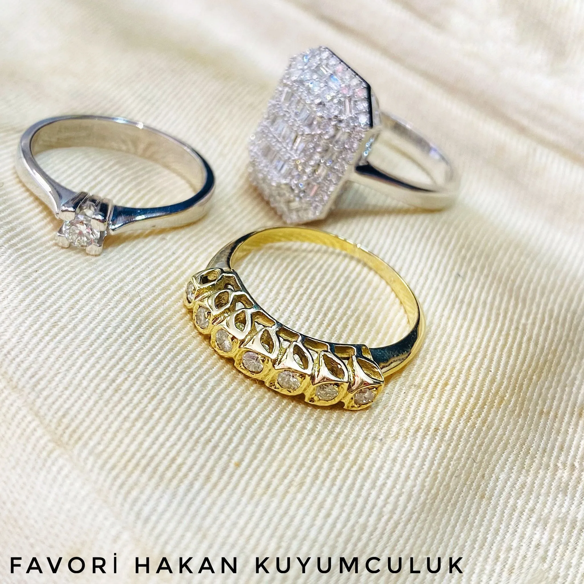 Pırlanta Taşlı Yeditaş Yüzük