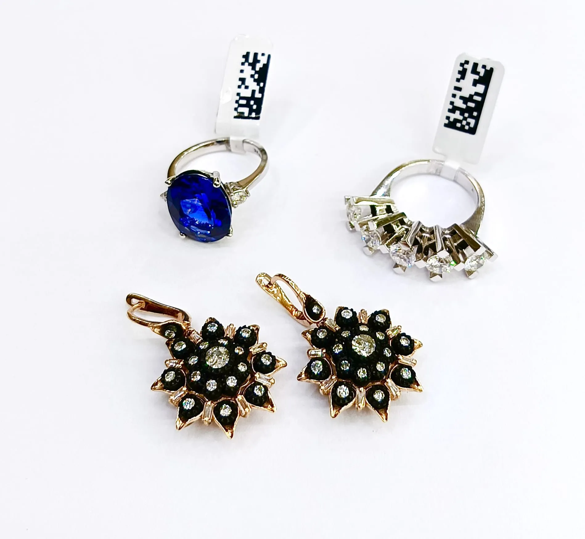 Vintage Elmas Ve Pırlanta Gül Küpe