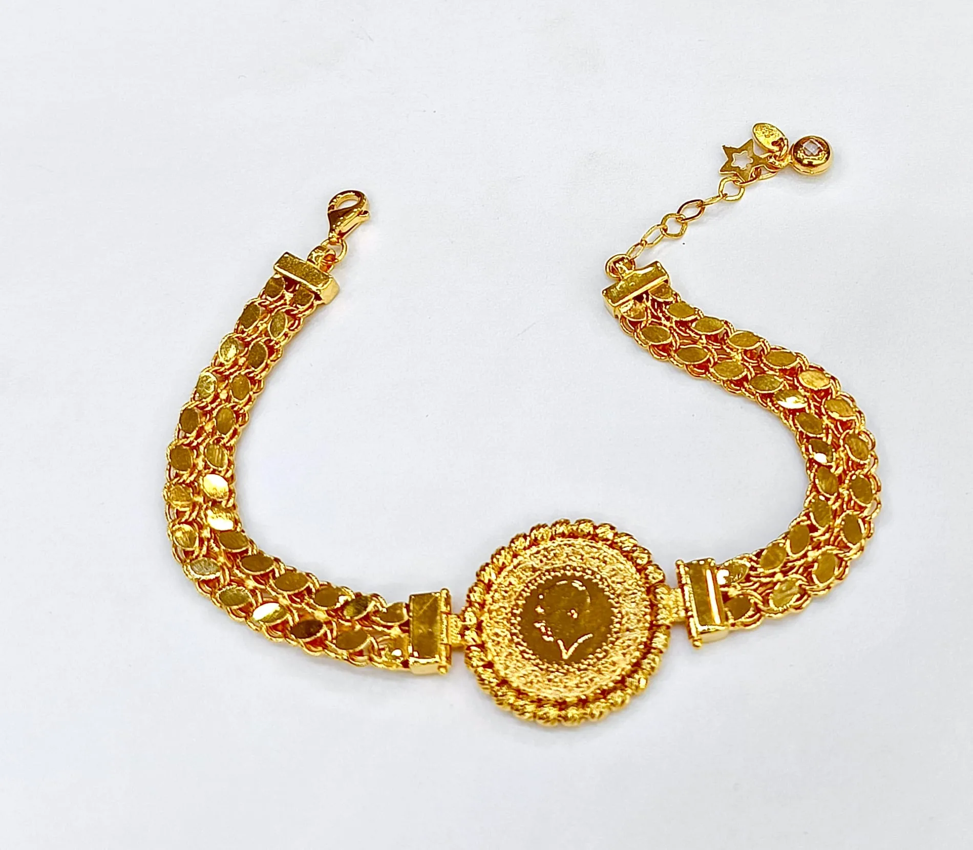 Favori Marka Çift Sıra Pullu Model Çeyrekli Bileklik