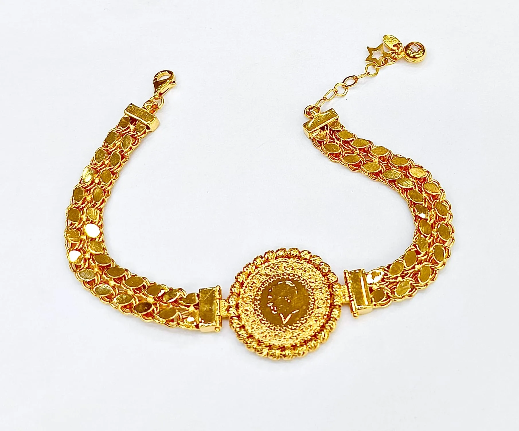 Favori Marka Çift Sıra Pullu Model Çeyrekli Bileklik