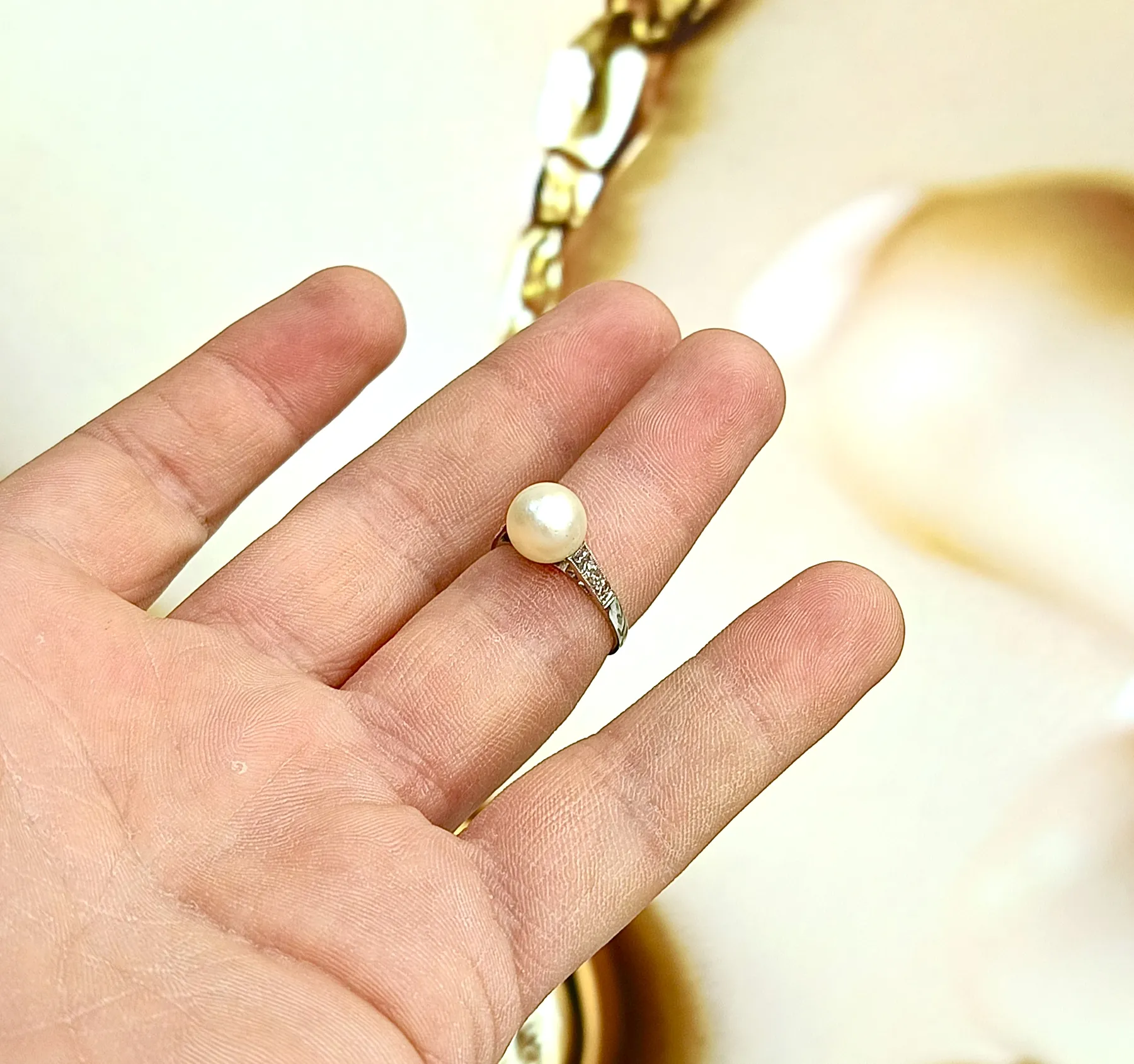 İncili Pırlanta Yüzük