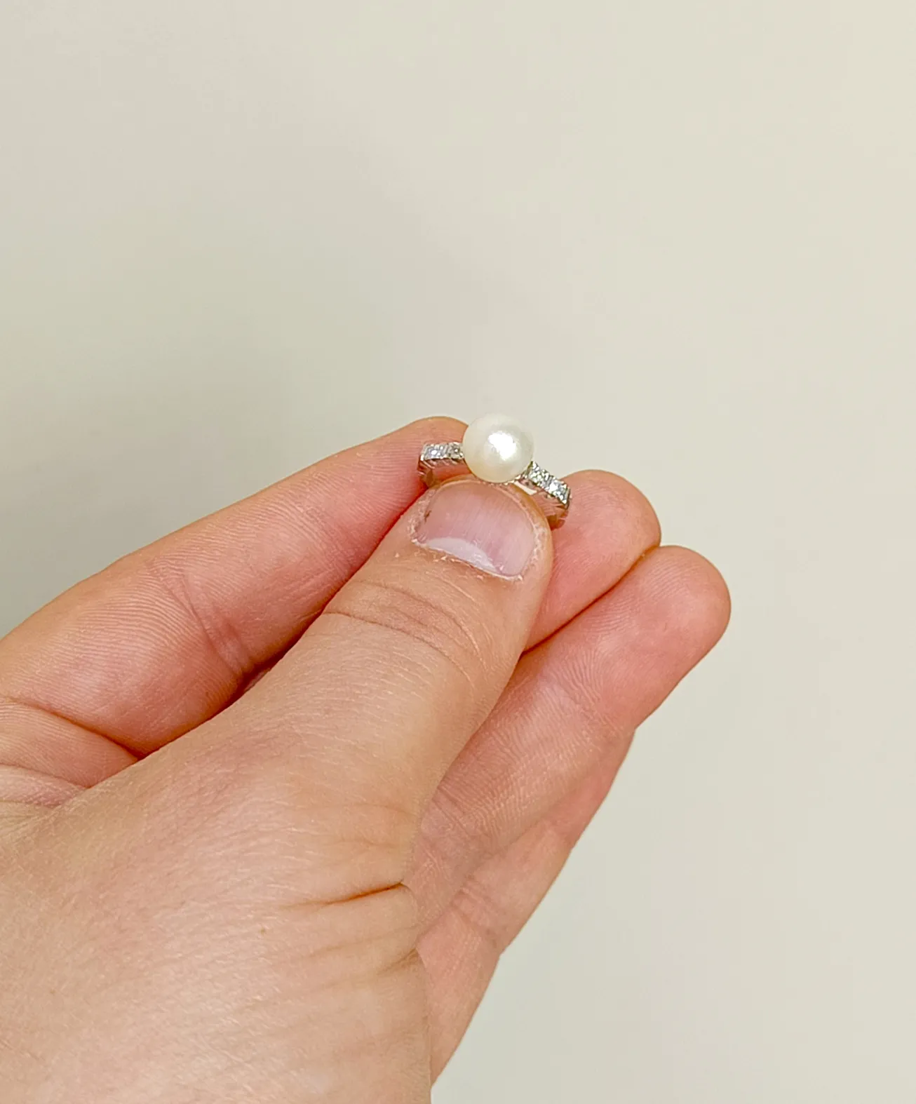 Platin İncili Pırlanta Yüzük