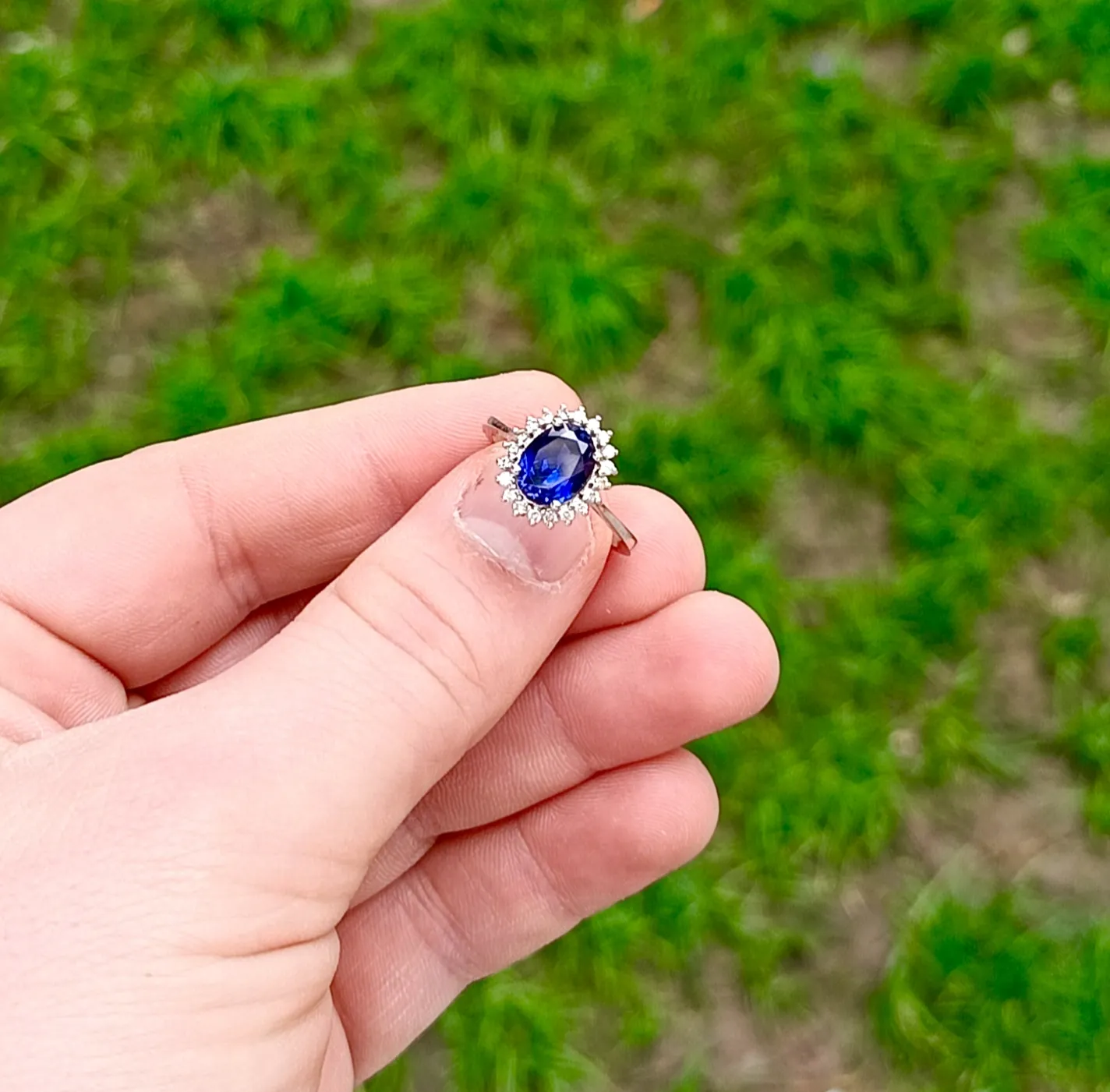 Vintage Tasarım Safir ve Pırlanta Taşlı Yüzük