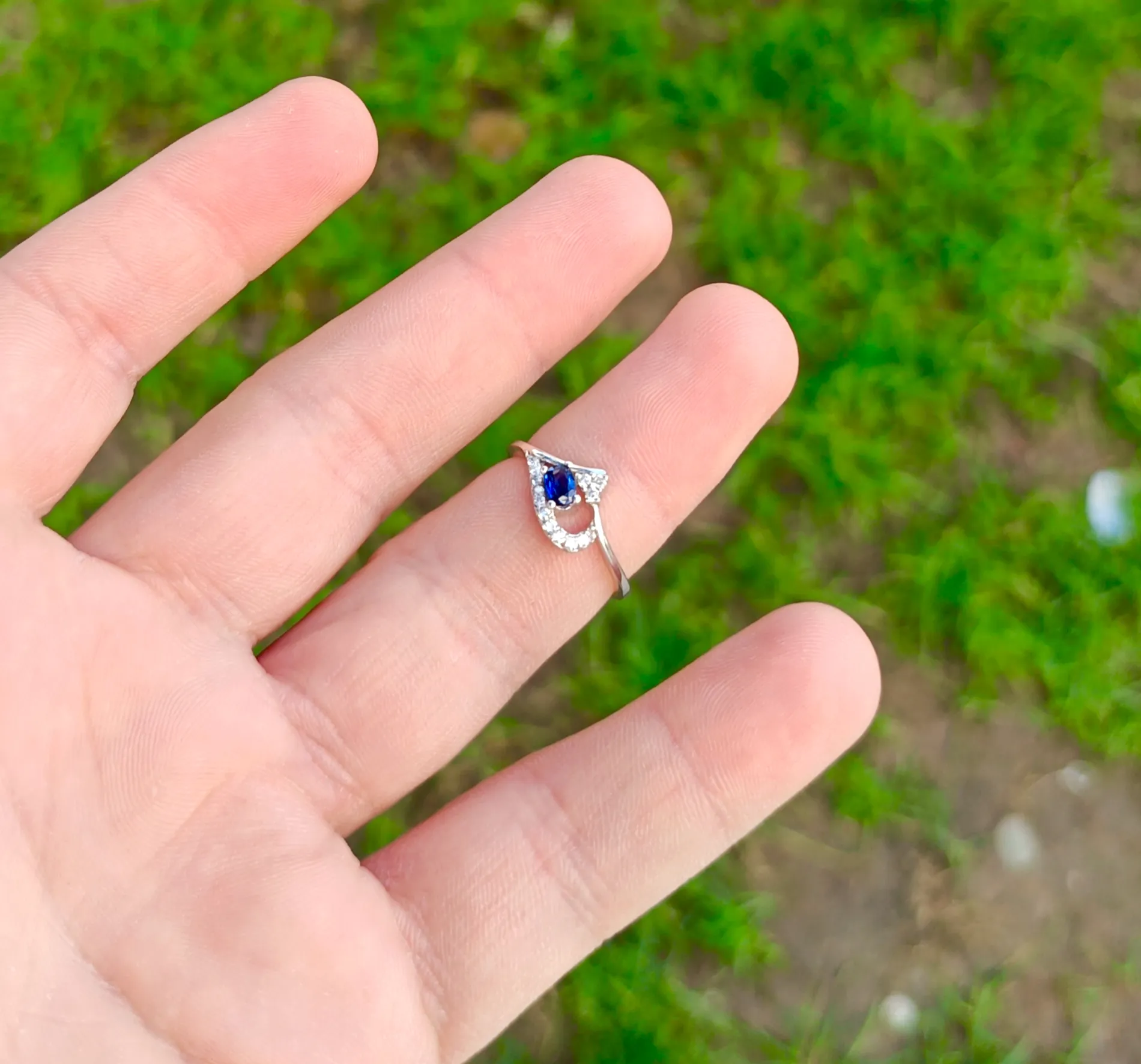 Vintage Tasarım Safir ve Pırlanta Taşlı Yüzük