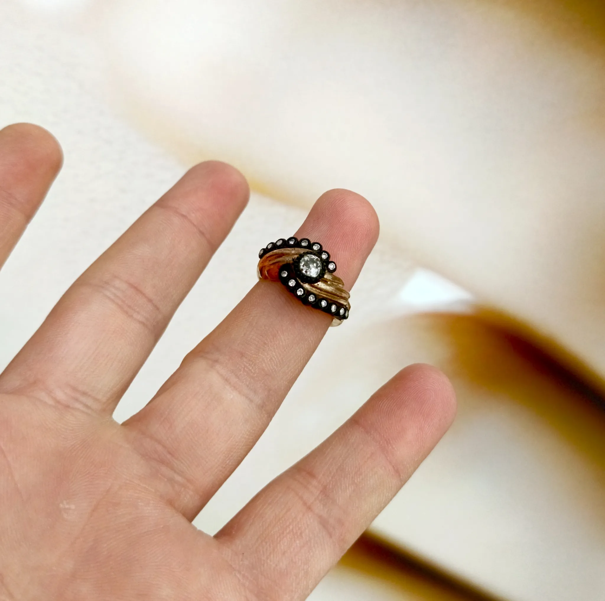 Vintage Elmas Ve Pırlanta Tektaş Yüzük