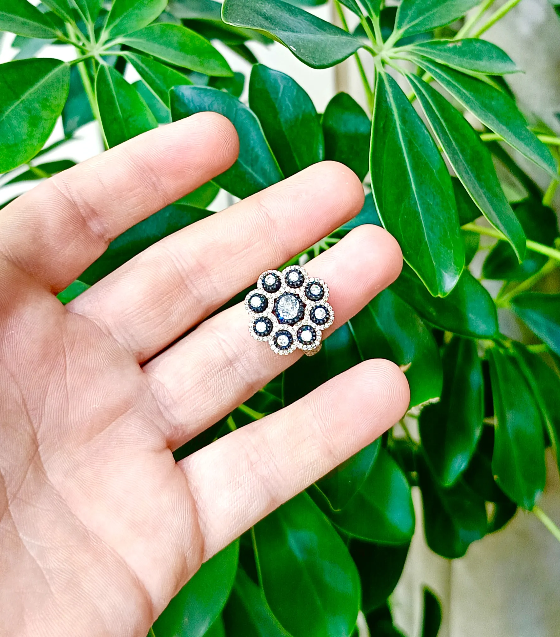 Vintage Elmas Ve Pırlanta Gül Yüzük