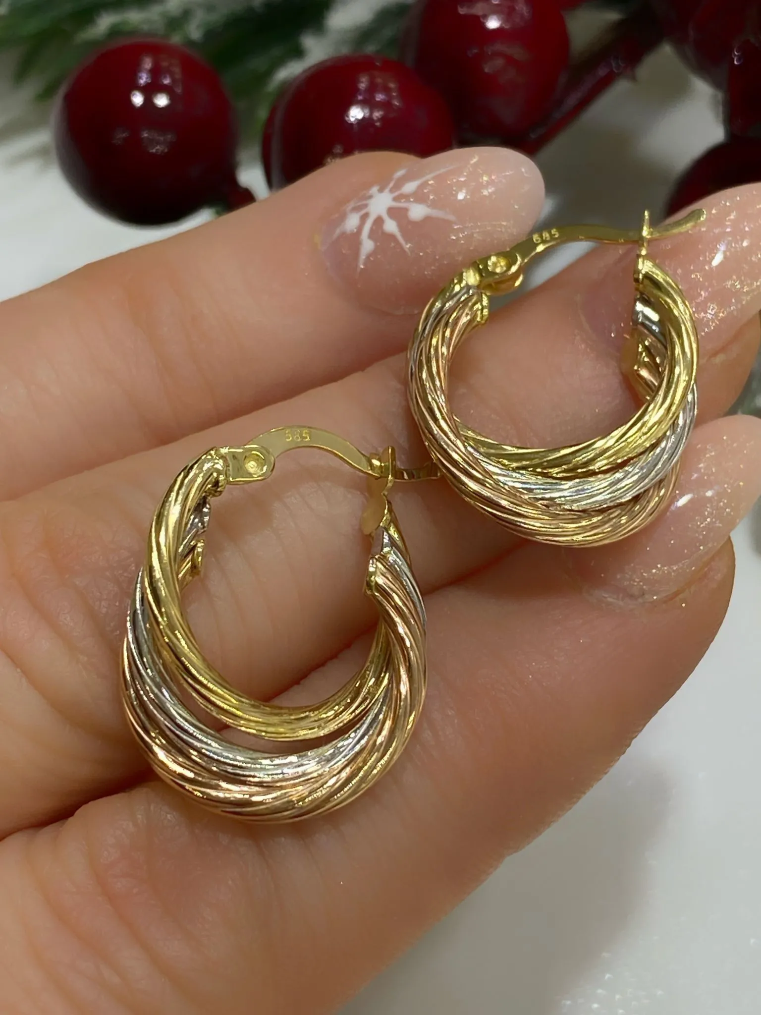 Favori Marka Üç Renk Halka Model Küpe