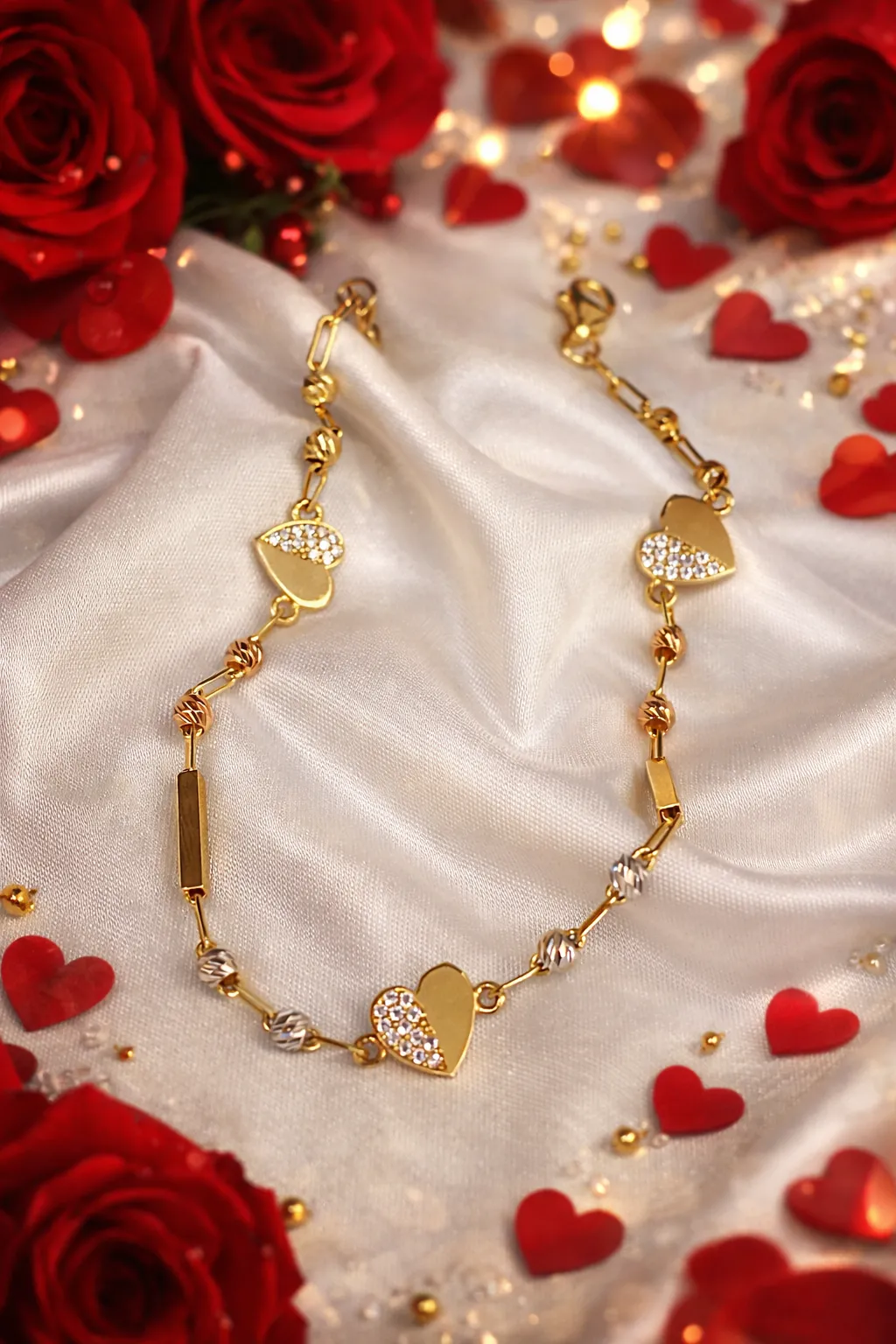 Favori Marka Üç Renkli Kalp Model Bileklik