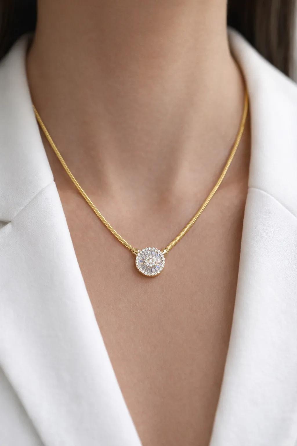 Favori Marka Balık Sırtı Model Baget Taşlı Zincir 45 cm