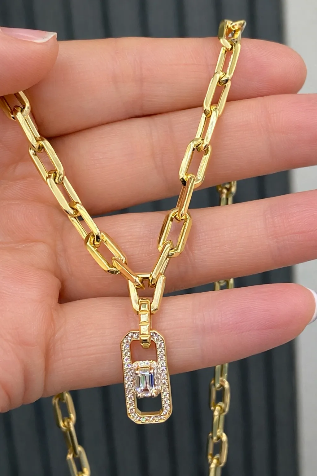 Favori Marka İtalyan Model Taşlı Zincir 50 cm