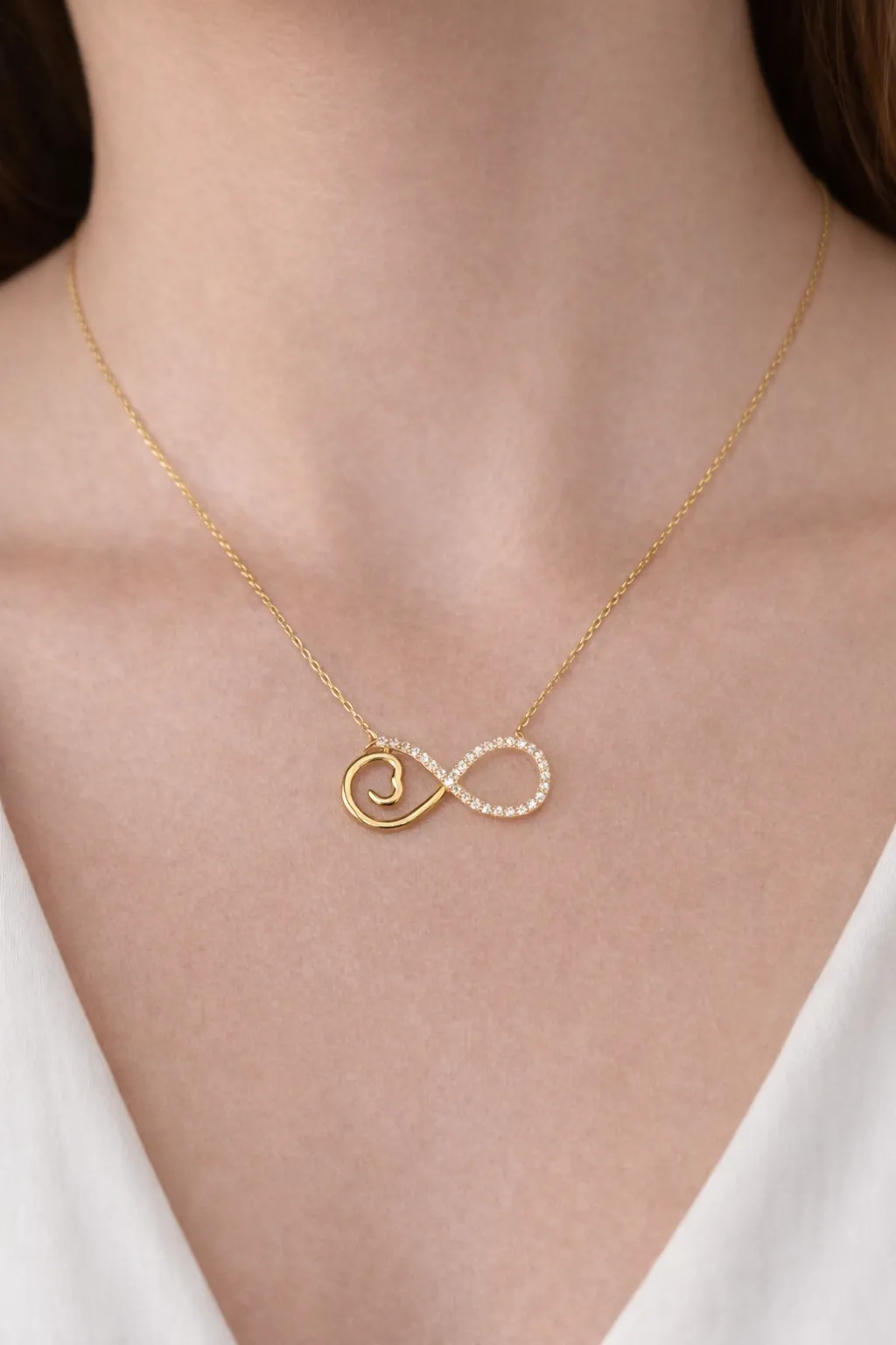 Taşlı Sonsuzluk Model Kolye