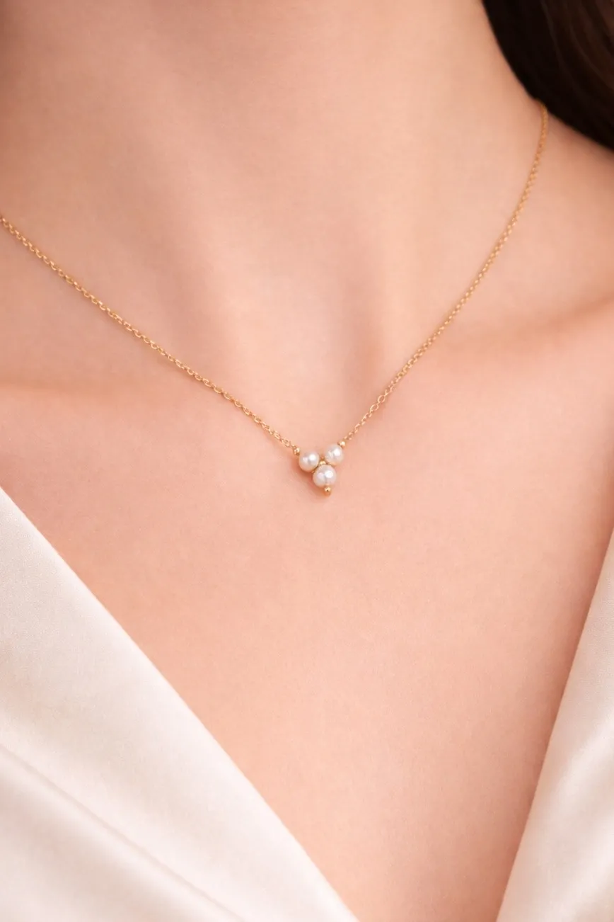 14 Ayar İnci Model Kolye 45 Cm 