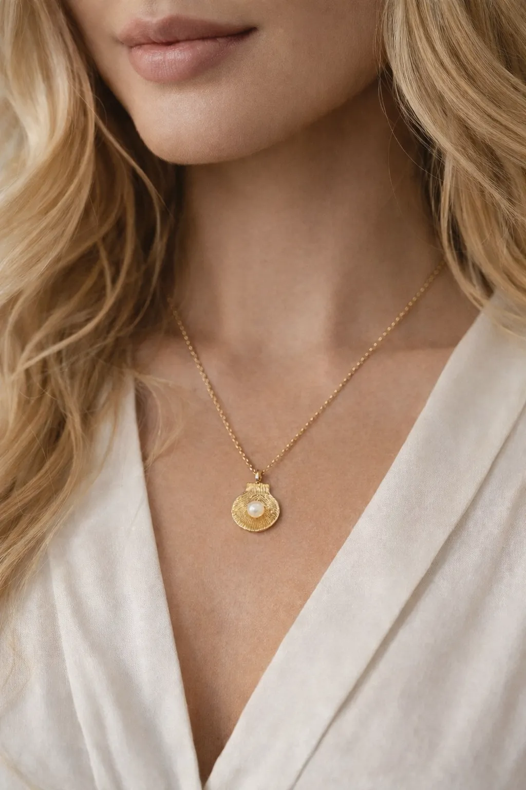 İstiridye Model İnci Kolye