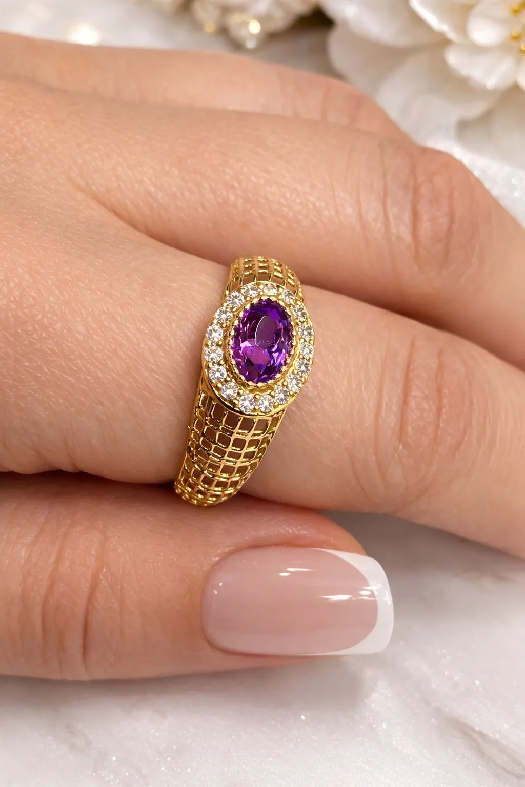 Favori Marka Mor Taşlı İtalyan Model Yüzük